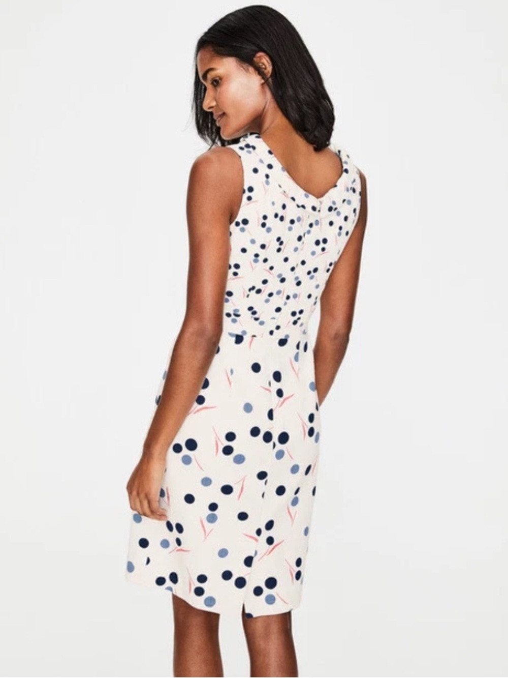 NWT Boden Martha Sleeveless Ivory Polka Dot Sheath Dress - Picture 2 of 8